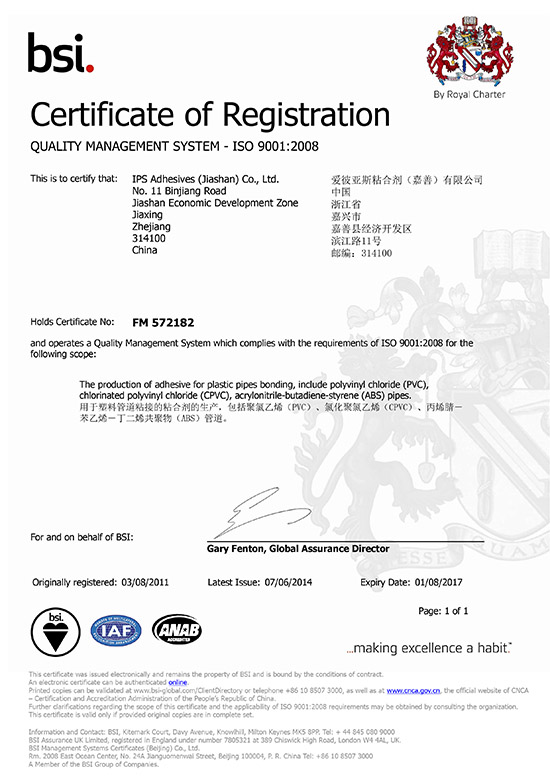 2014 ISO Certificate China