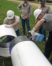 Weld-On field training for solvent welding large diameter pipe and fittings.